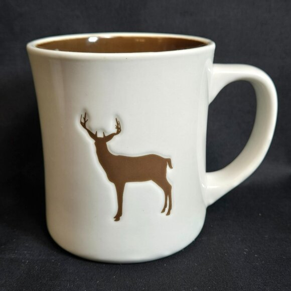 Starbucks 2008 Coffee Mug Brown Impressed Stag Deer Elk Buck w Antlers 12 oz - Picture 1 of 7